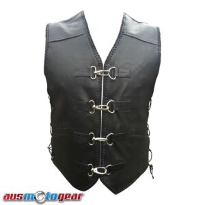 Cruz Leather Vest Hand Braided 4 Buckles