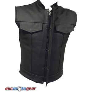 Sons of Anarchy Style Cowhide Leather Vest Matte Finish