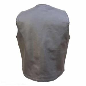 Suede Leather Vest Double Hand Braided Blk n White