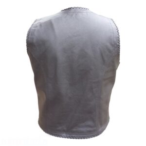 Leather Vest Front Open Pockets