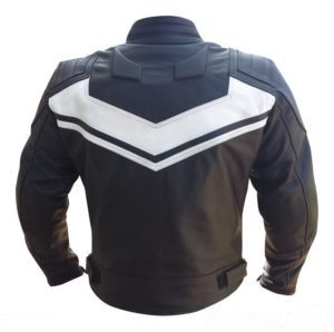 Mens Motorcycle Leather Jacket Blk & White