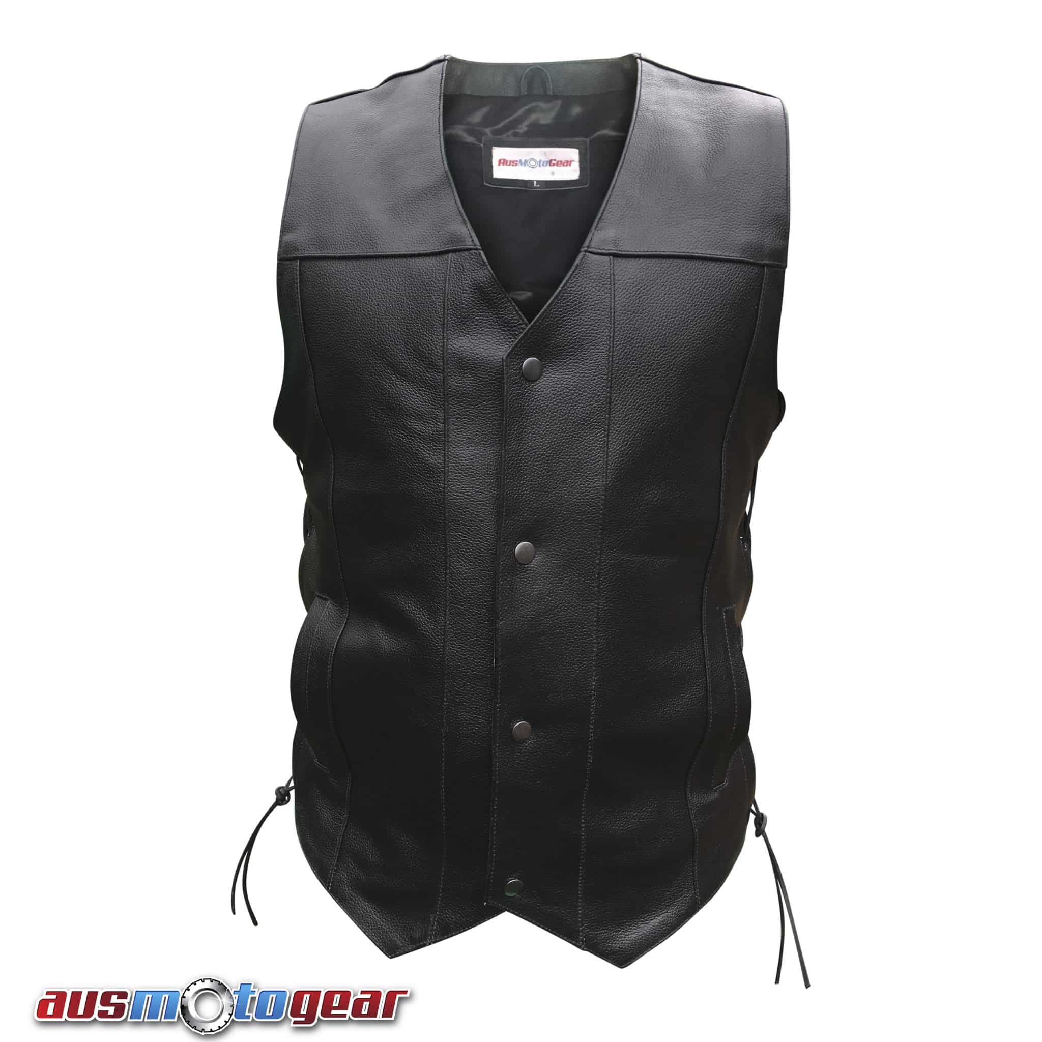 MOTORCYCLE Rider VEST LEATHER BUCKLE Motorbike Waistcoat Hand Double Braid VEST