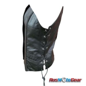 DARE RIDER™ Womens Cowhide Meira Braided Leather Vest