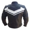 Mens Motorcycle Leather Jacket Blk & White